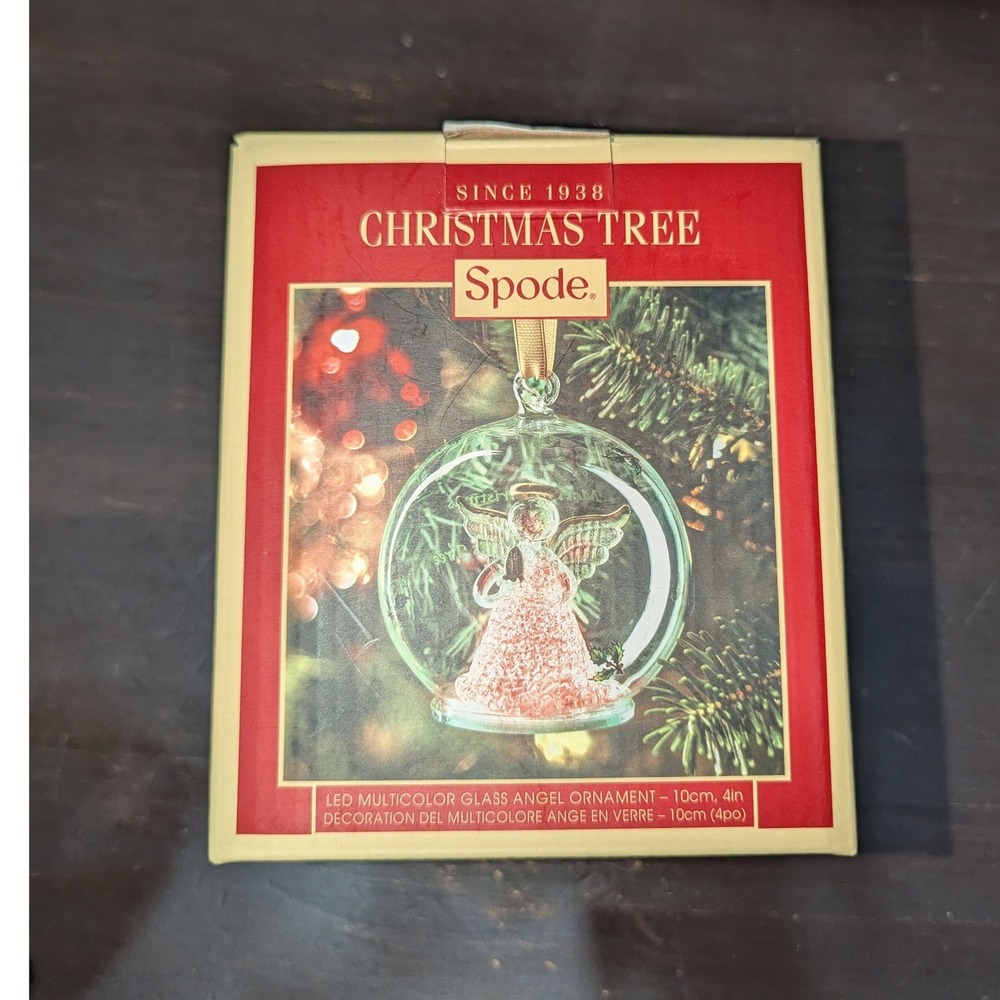 Spode Christmas Tree LED Multicolor Glass Angel Ornament 4in XT8470-XP